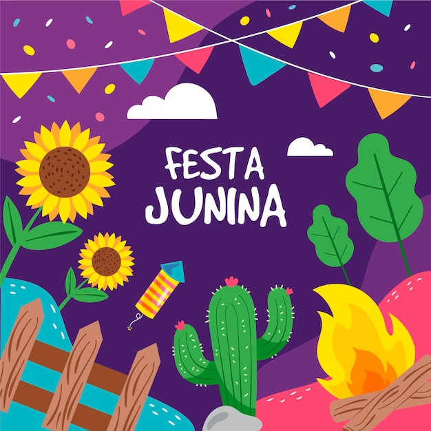 Ilustração orgânica plana festa junina