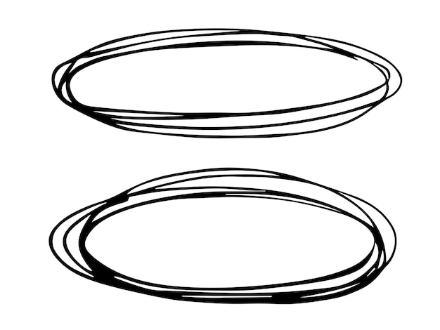 Vetor ilustração oval de destaque desenhada à mão clipart de quadro de marcador círculo de rabisco de tinta elemento único