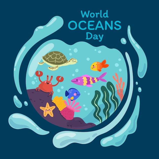 Vetor ilustração para a celebração do dia mundial dos oceanos
