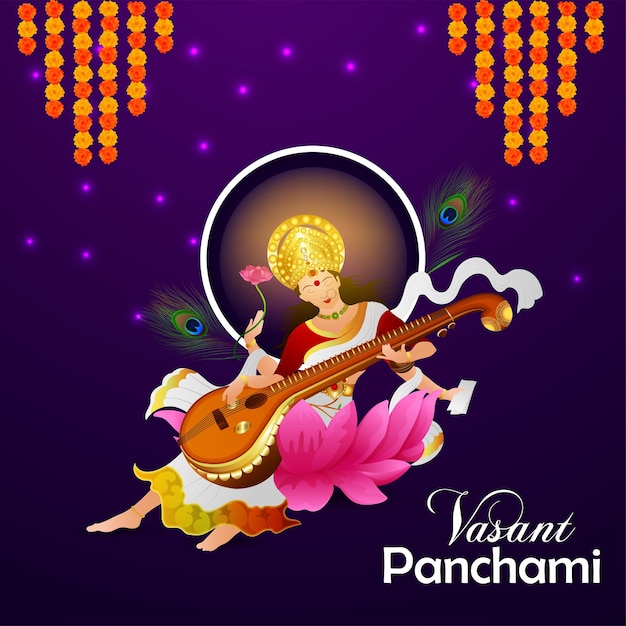 Ilustração para a deusa saraswati para feliz vasant panchami