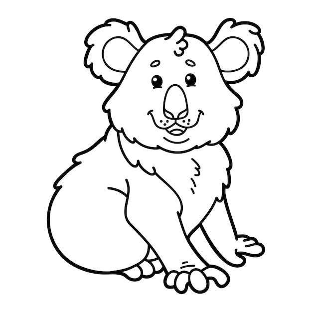Ilustração para colorir com coala bebê de desenho animado