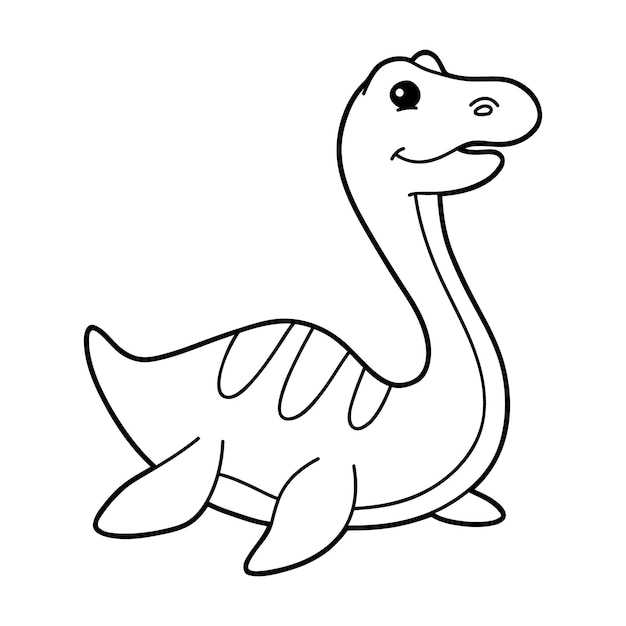Ilustração para colorir com dinossauro de desenho animado elasmosaurus
