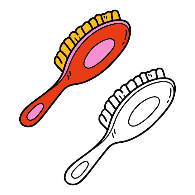 Ilustração para colorir de escova de cabelo doodle
