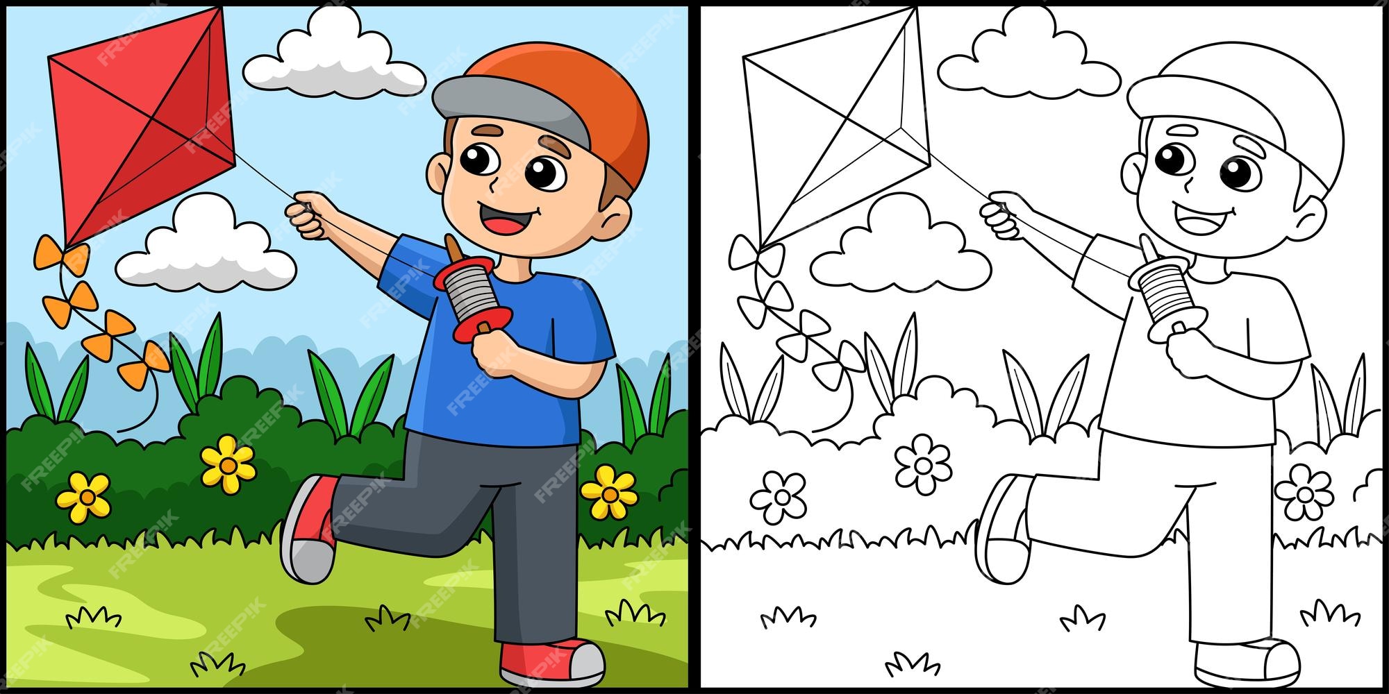 desenho de menino primavera brincando sob a chuva para colorir 15529354  Vetor no Vecteezy