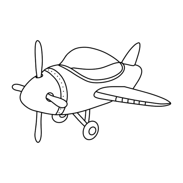 Vetor ilustração para colorir infantil com avião