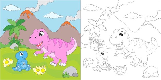 Ilustração para colorir tiranossauro rex