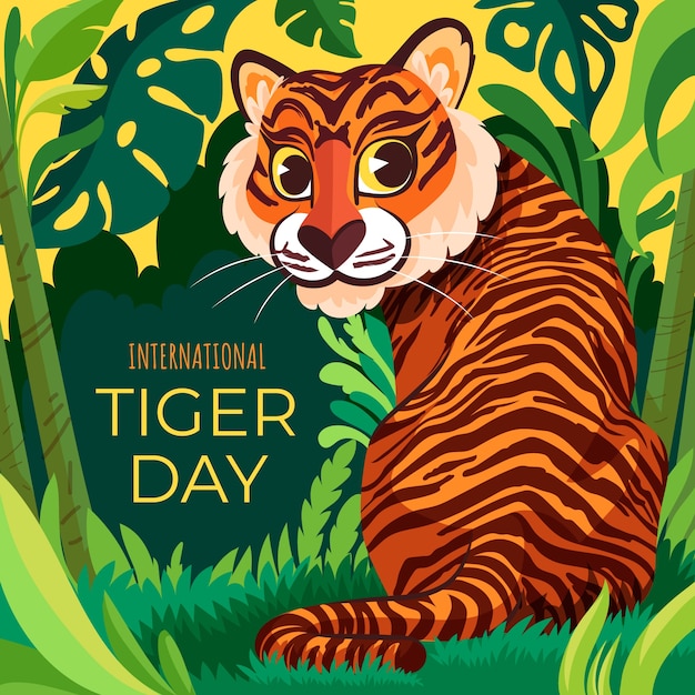 Vetor ilustração para conscientização do dia internacional do tigre