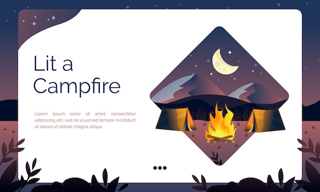 Ilustração para landing page, lit a campfire