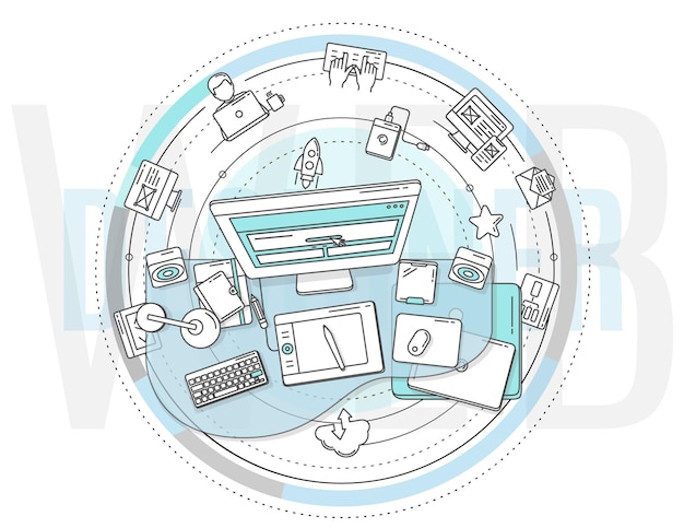 Vetor ilustração para promoção de serviços de web design