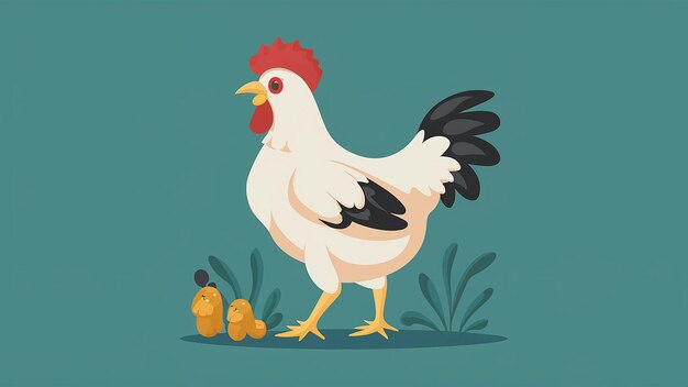 Vetor ilustração peculiar de frango de vetor plano