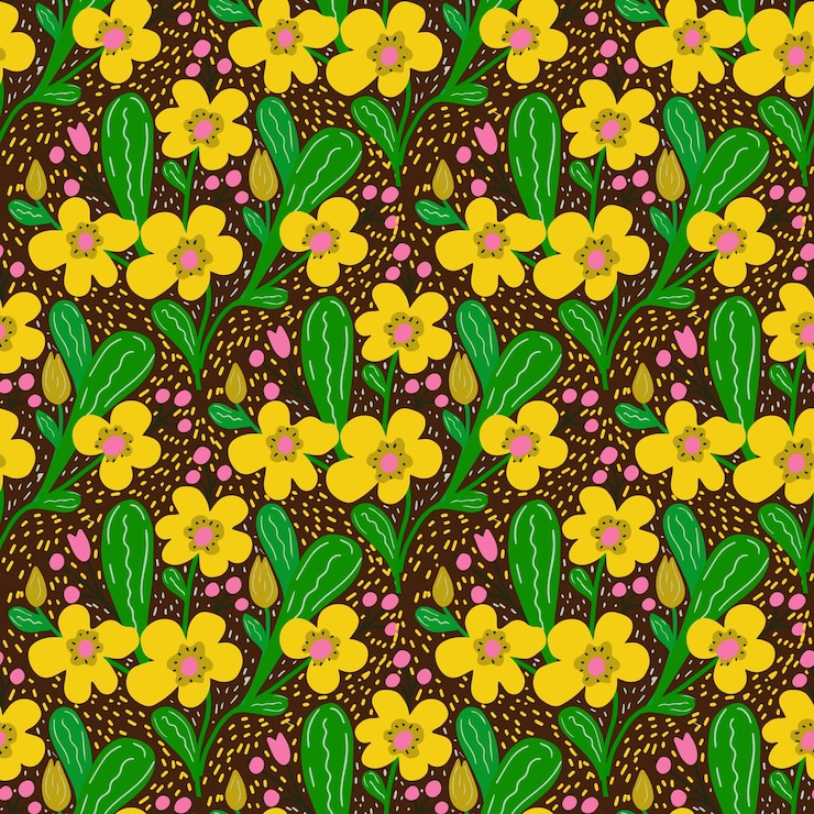 Vetor ilustração perfeita com flores amarelas para têxteis ou papel de parede