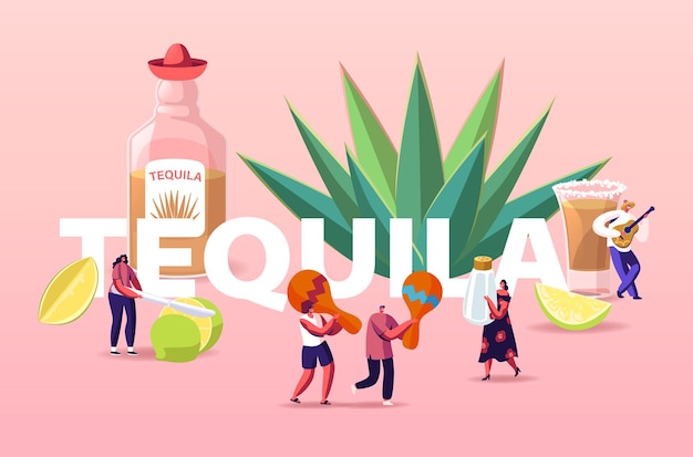 Ilustração pessoas bebendo tequila