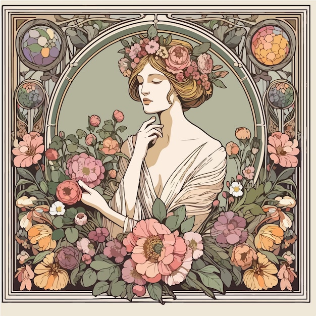 Vetor ilustração plana art nouveau