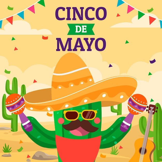 Ilustração plana cinco de maio