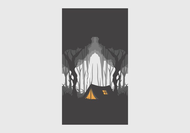 Vetor ilustração plana colorida de acampar na selva