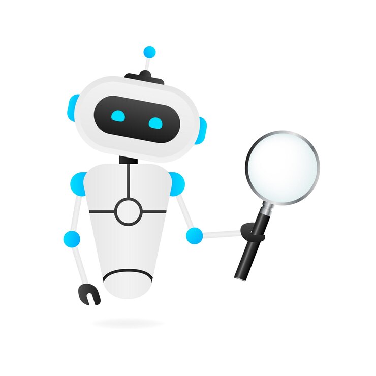 Vetor ilustração plana com bot azul serviço de ajuda ao cliente ilustração vetorial plana