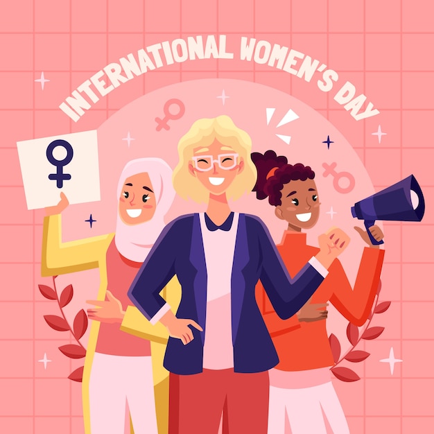 Ilustração plana da celebração do dia da mulher
