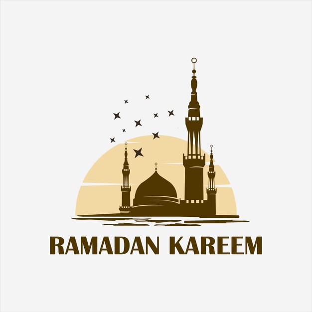 Ilustração plana da cultura islâmica da mesquita Ramadan Kareem