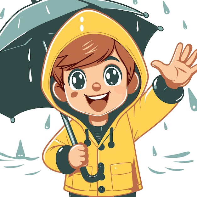 Ilustração plana da estação das monções com uma pessoa segurando um guarda-chuva de chuva ilustração vetorial