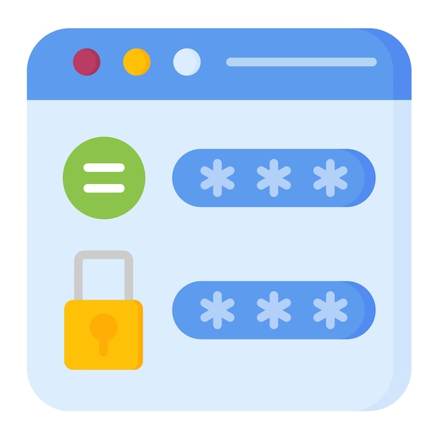 Vetor ilustração plana da senha do site