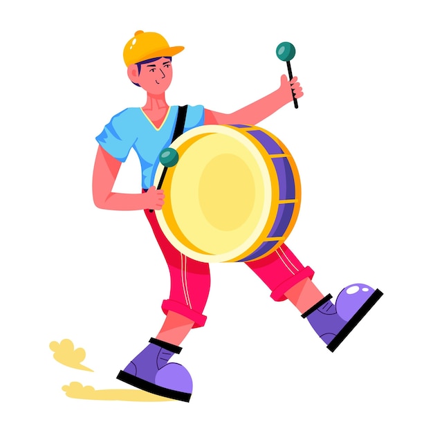 Ilustração plana de batedor de tambor
