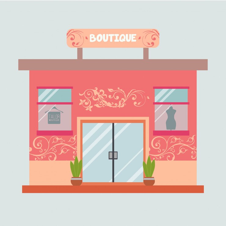 Ilustração plana de boutique