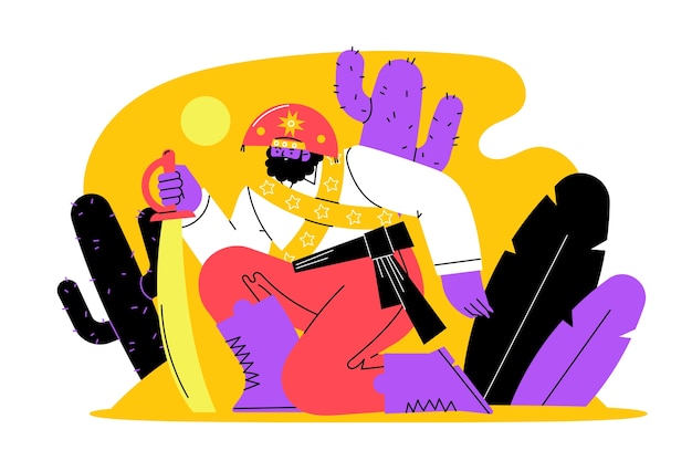 Ilustração plana de cangaceiro