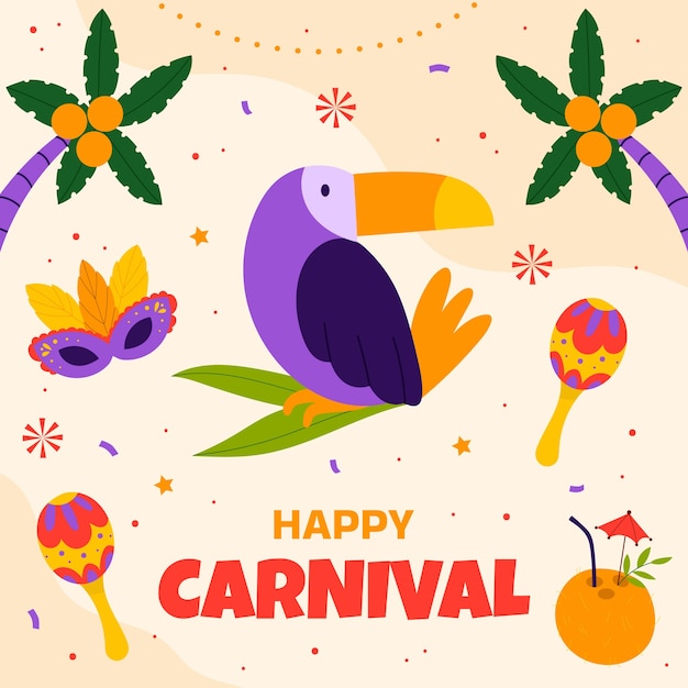 Vetor ilustração plana de carnaval