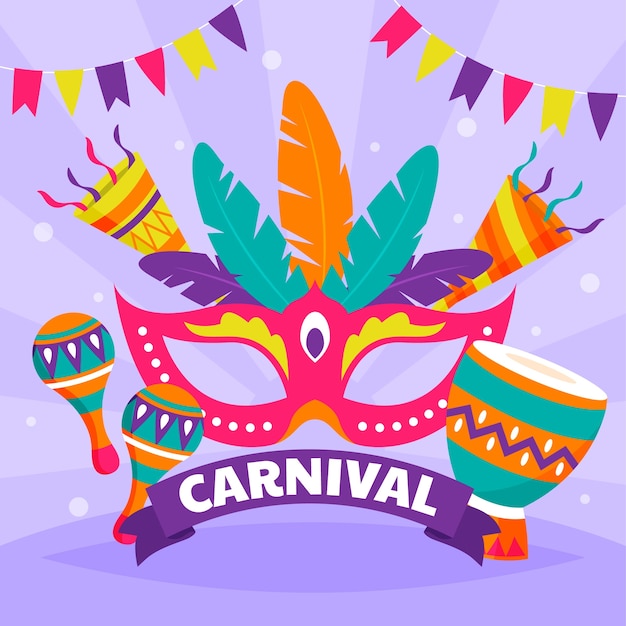 Vetor ilustração plana de celebração de carnaval