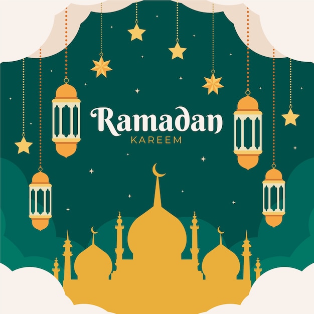 Ilustração plana de celebração do ramadã