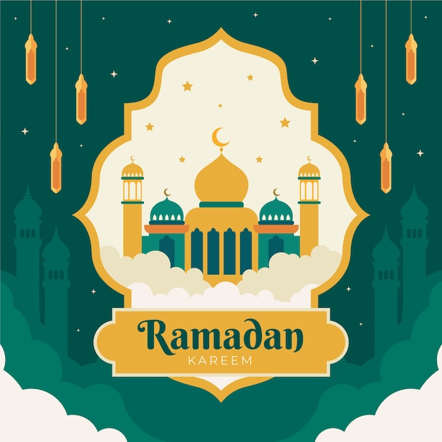 Ilustração plana de celebração do ramadã