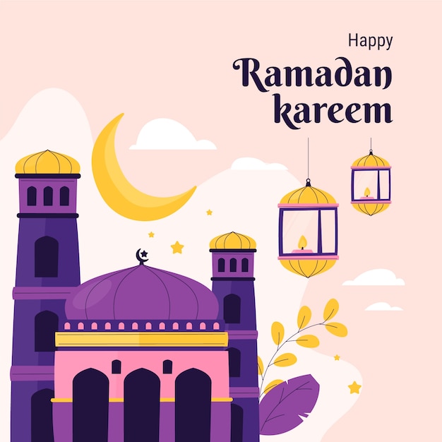 Vetor ilustração plana de celebração do ramadã