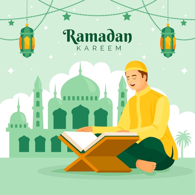 Ilustração plana de celebração do ramadã