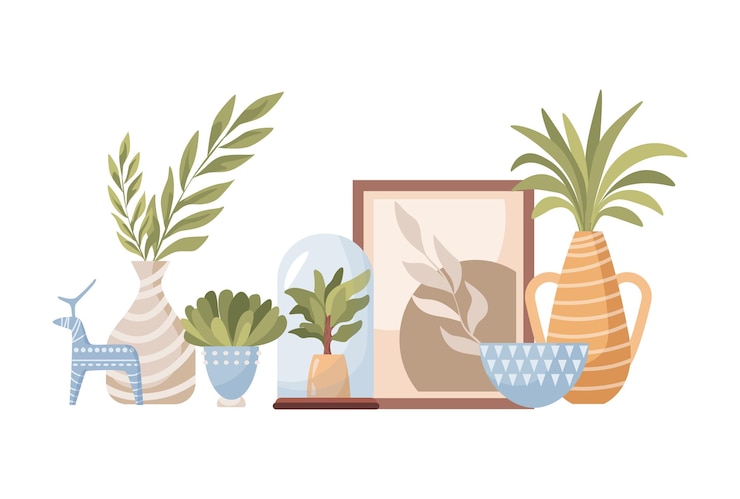Vetor ilustração plana de cerâmica decorativa artesanal