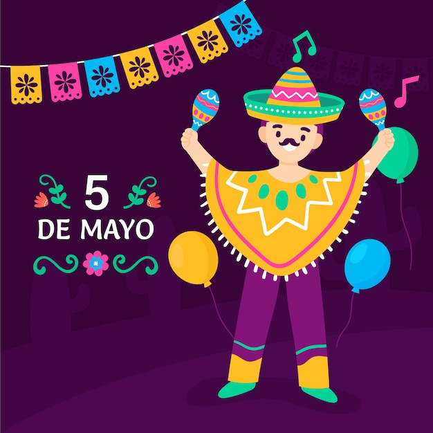 Vetor ilustração plana de cinco de maio