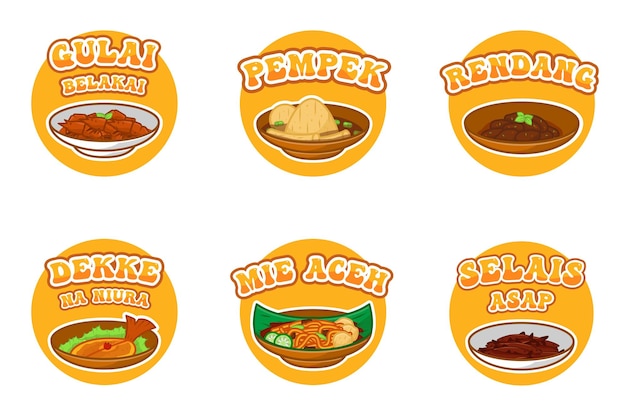 Ilustração plana de comida indonésia