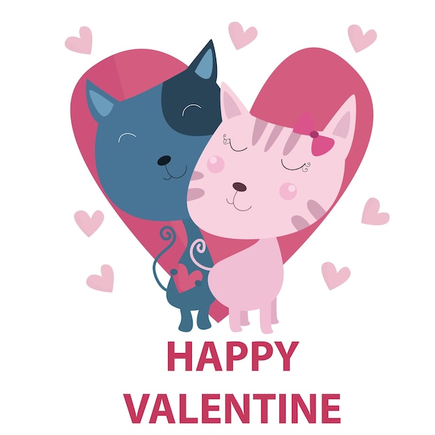 Vetor ilustração plana de cute animals valentine adequada para design infantil