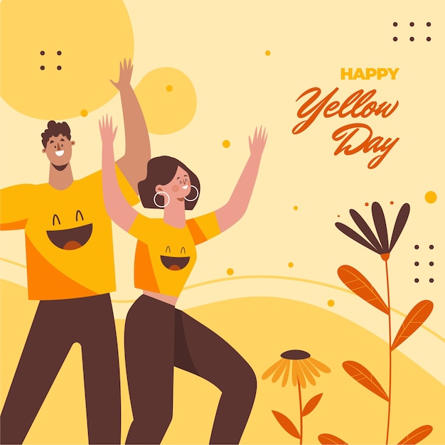 Ilustração plana de dia amarelo