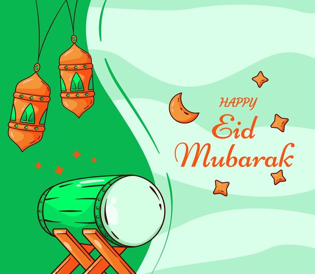 Vetor ilustração plana de eid alfitr desenhada à mão