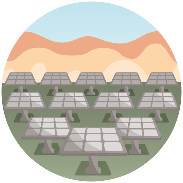 Vetor ilustração plana de energia renovável de painéis solares