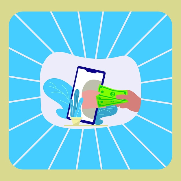 Vetor ilustração plana de entrega de dinheiro em mãos
