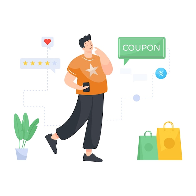 Ilustração plana de feedback de compras em vetor para download