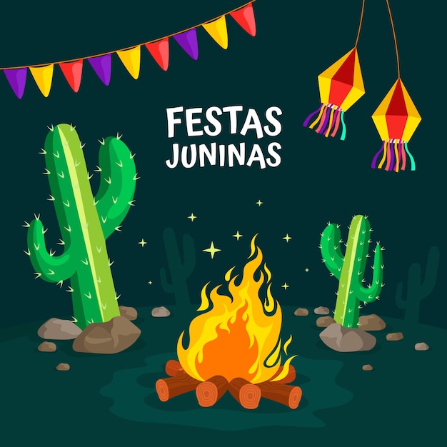 Ilustração plana de festas juninas