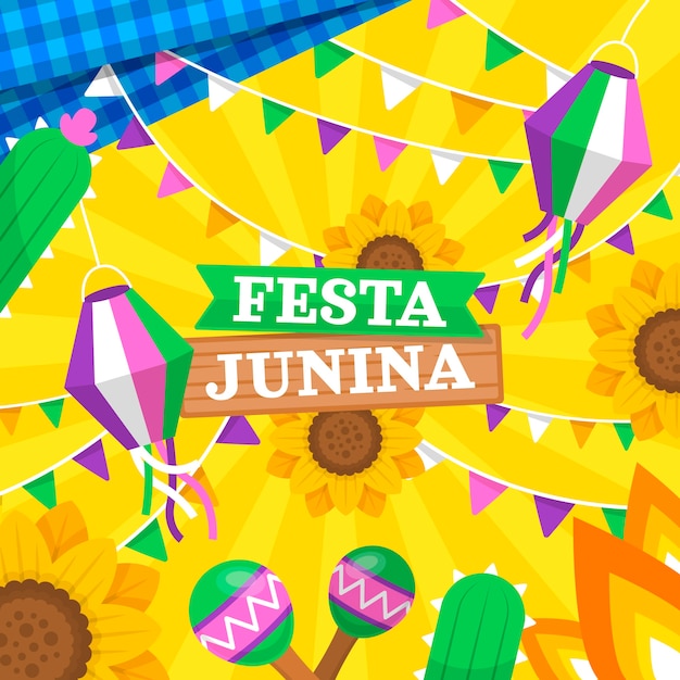 Vetor ilustração plana de festas juninas