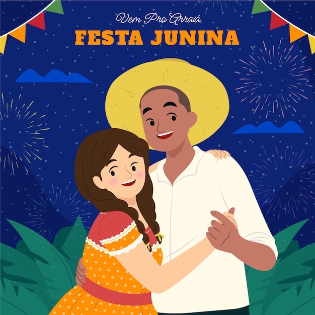 Ilustração plana de festas juninas