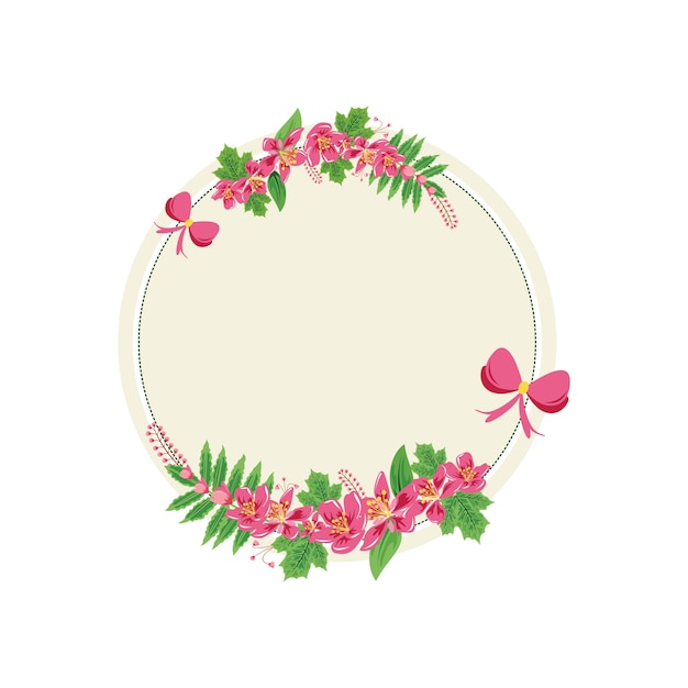 Ilustração plana de flor doce grinalda floral frame