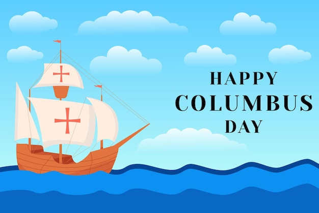 Ilustração plana de fundo de dia de colombo