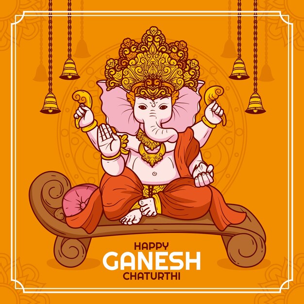 Ilustração plana de ganesh chaturthi