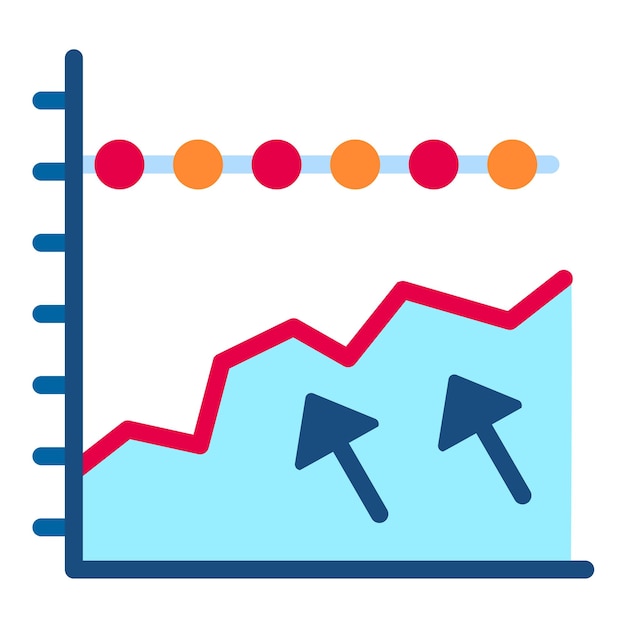 Ilustração plana de gráfico de tendência múltipla