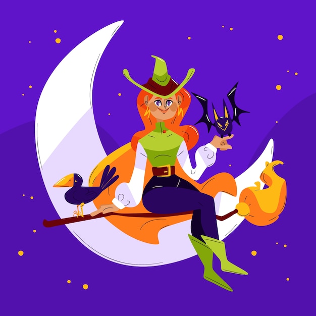 Vetor ilustração plana de hocus pocus de halloween